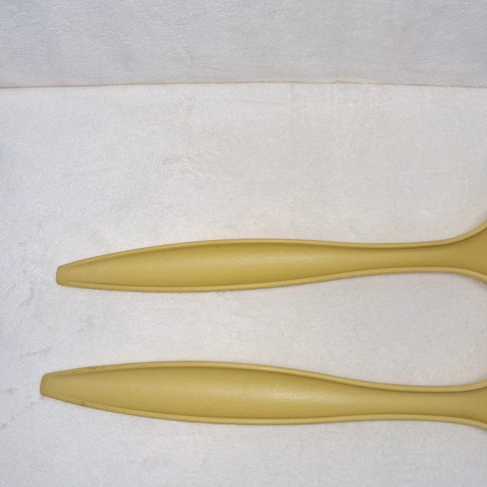 Tupperware Vintage Salad Serving Utensils 12'' Fork Spoon 2 Harvest Gold